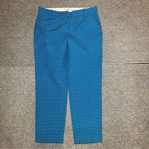 J.Crew Cafe Capri Polka Dot Pants Women's Size 4 Blue Mid Rise Stretch
